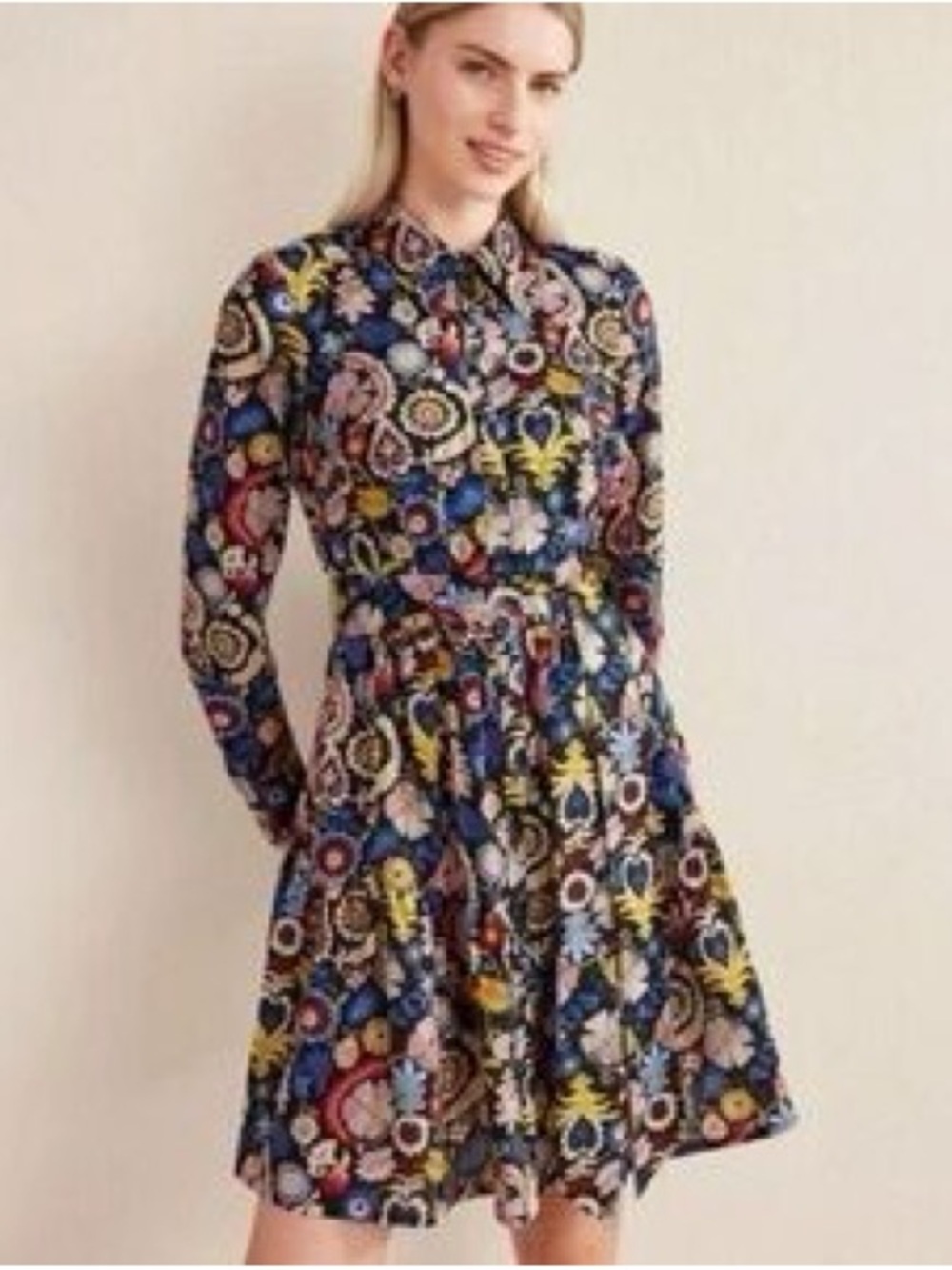 Boden  Multicolor Long-Sleeve Shirt Dress US 22 Like New